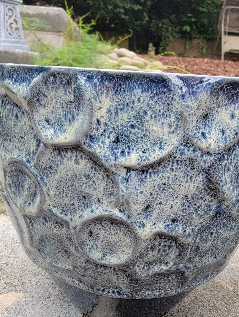Faiancas Ramos FR Portugal Blue Glazed Planter textured